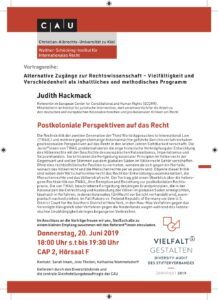 Vortrag: Postkoloniale Perspektiven auf das Recht @ CAP2 – Hörsaal F