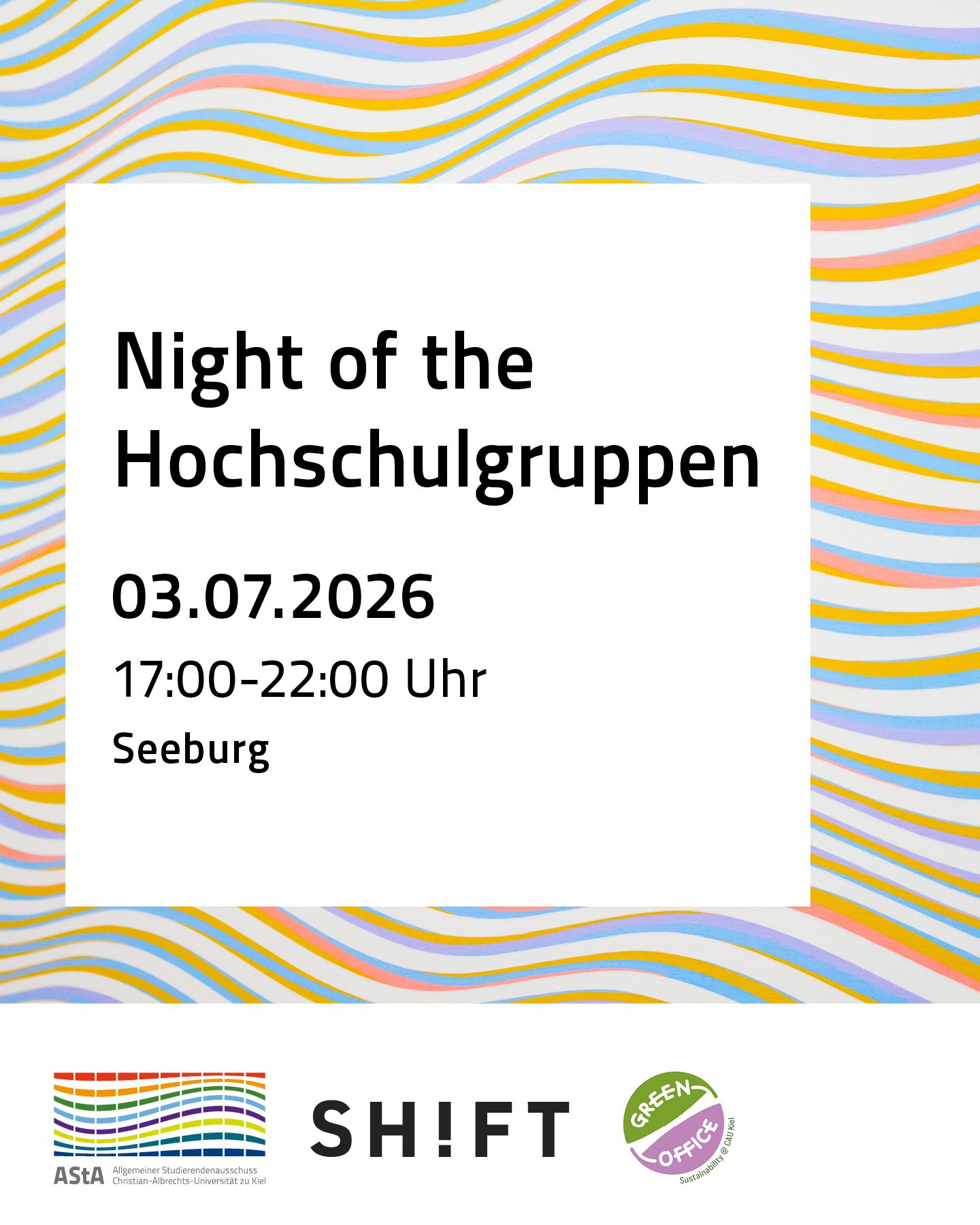 Veranstaltungsflyer "Night of the Hochschulgruppen 2026"